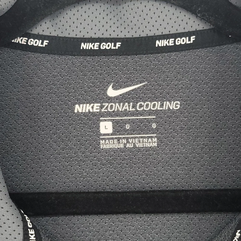 Nike‎ Golf Mens Large Gray Zonal Cooling Dri Fit Polo Shirt Athletic Golfing